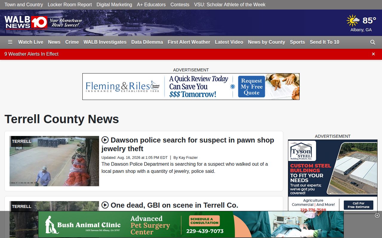 WALB Terrell County crime news landing for local public-safety coverage