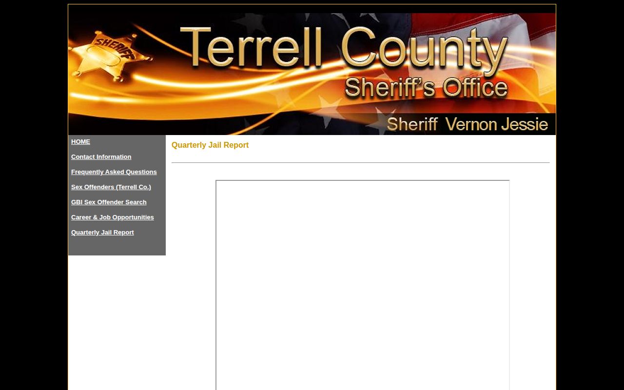 Terrell County Sheriff's Office quarterly jail report, an aggregate record source