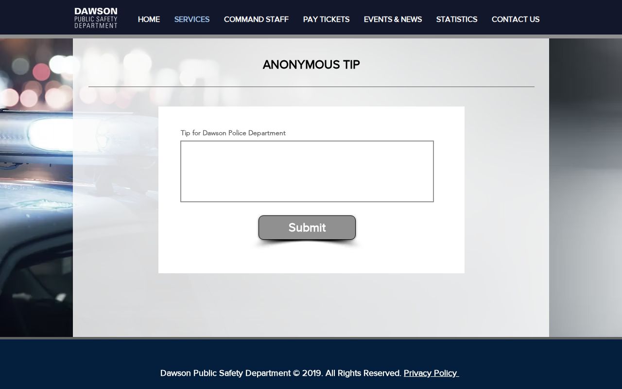 Dawson Public Safety anonymous tip channel for Terrell County information
