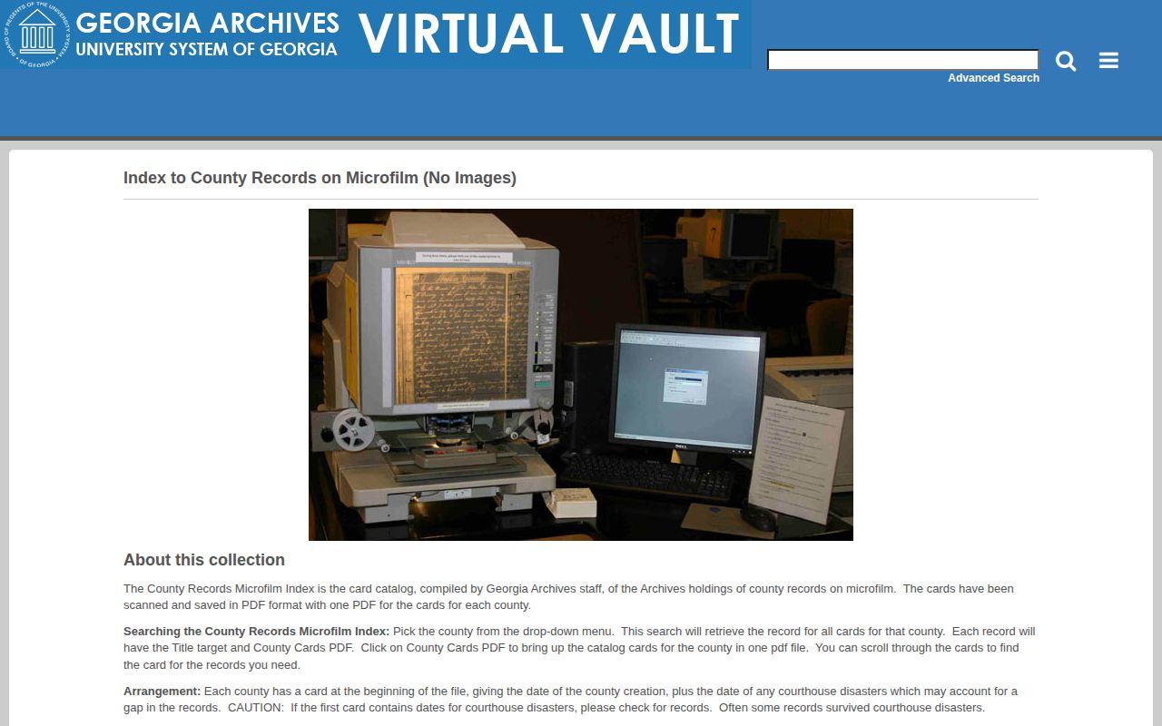 Georgia Archives county records index for older Terrell County materials